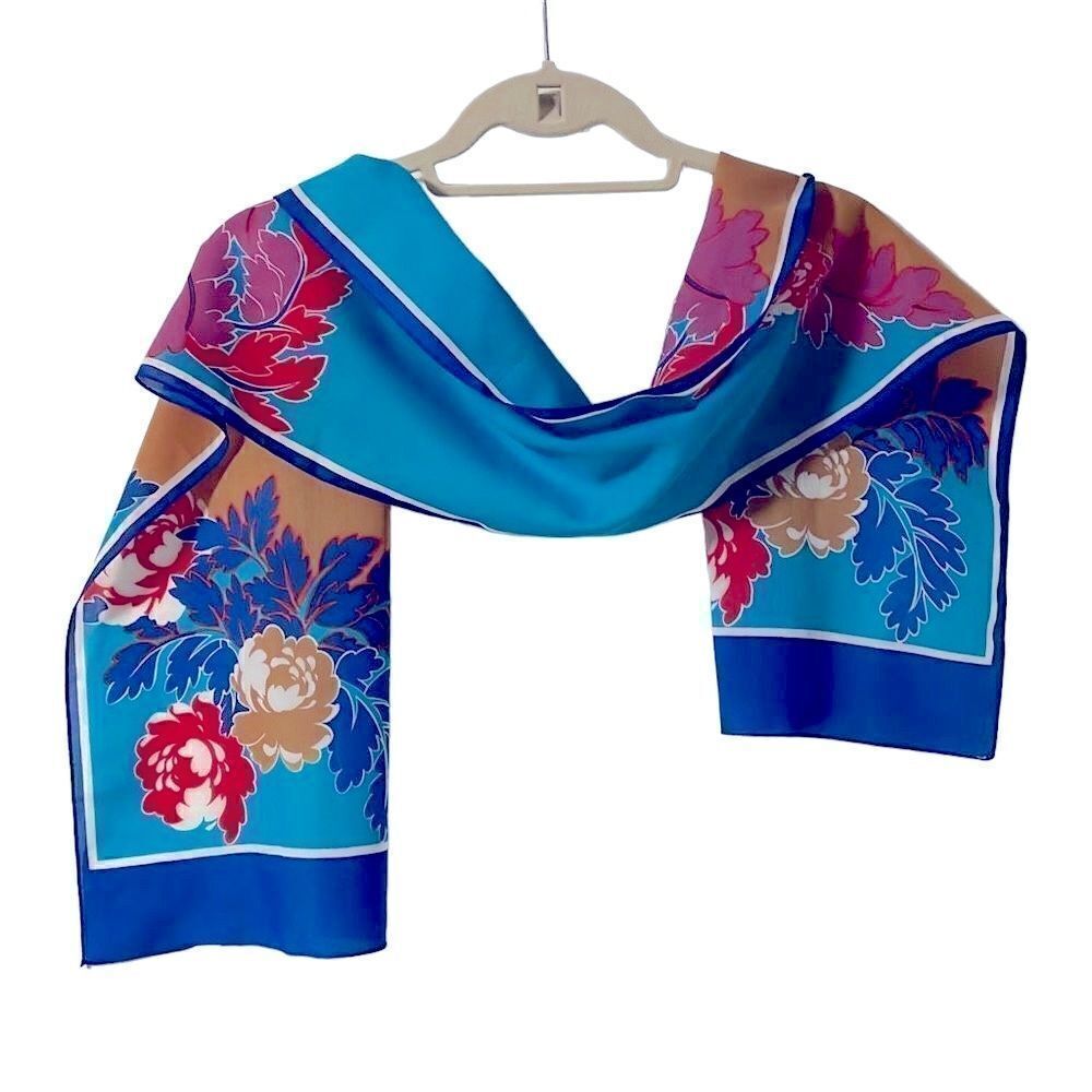 Continental scarf made in Italy long 11x52 inch modern floral